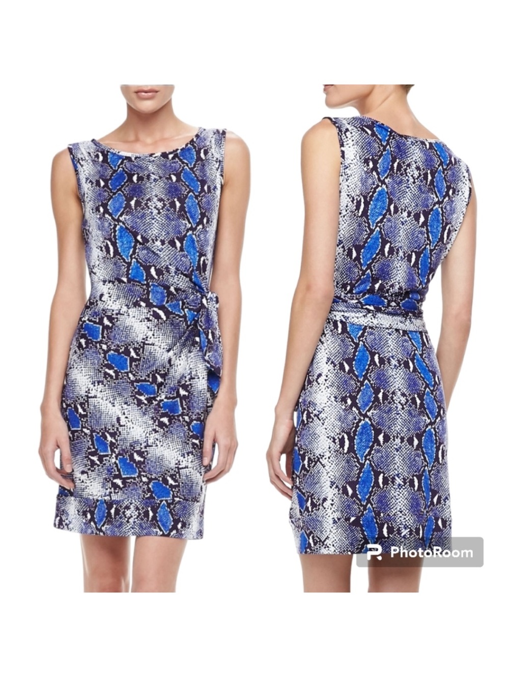 Diane Von Furstenberg 100% Silk Blue Snake Print Dress